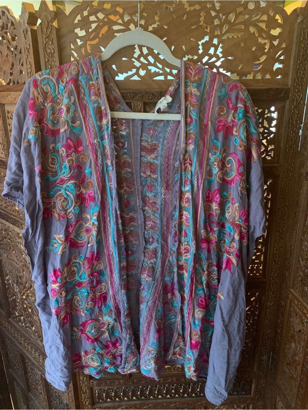 Umgee Purple Multi Embroidered Boho Kimono